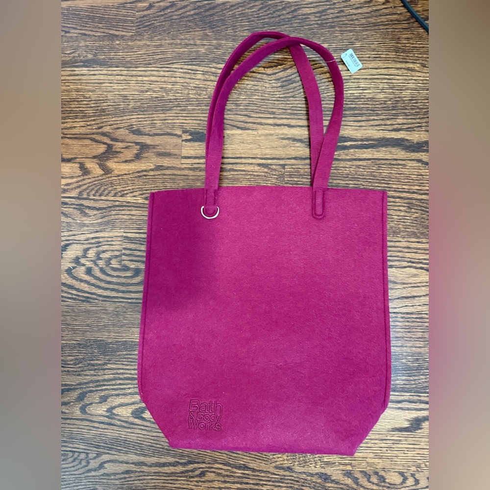 NWT Bath & Body‎ Works Fuchsia Felt Tote Bag